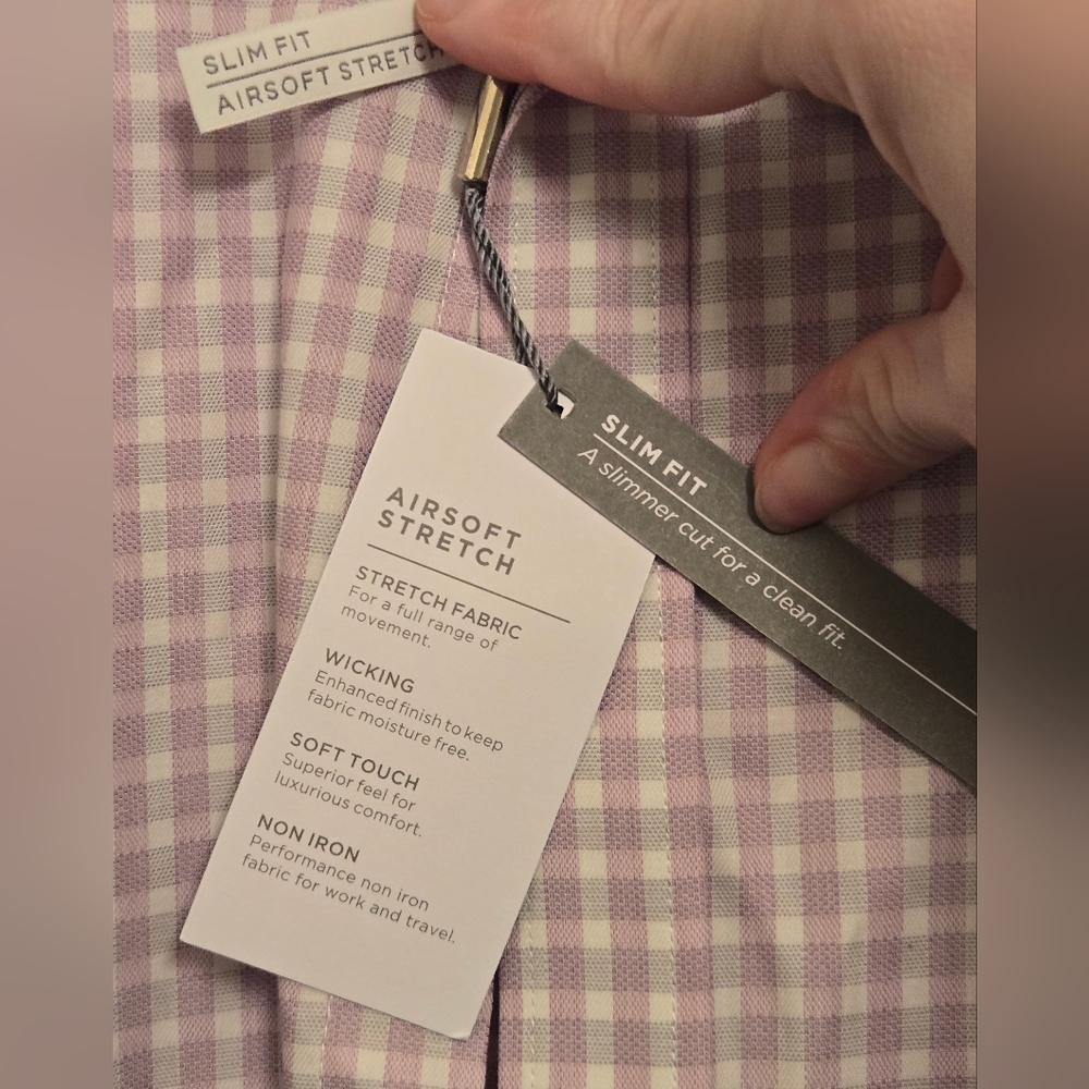 Michael Kors Mens Orchid Color Gingham Button-Down Shirt Medium 15 32/33 - Picture 5 of 8
